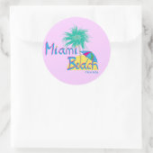 Sticker Rond Miami Beach, Floride Palm et Sun (Sac)