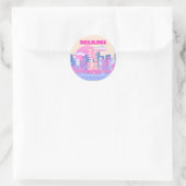 Sticker Rond Miami Beach, Miami Travel Art, Preppy (Sac)