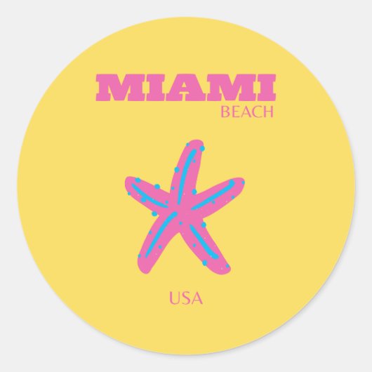 Sticker Rond Miami, Miami Beach, Travel Art (Devant)