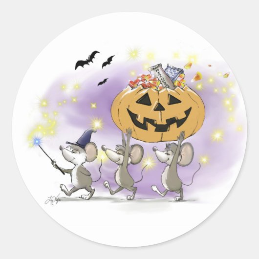 Sticker Rond Mic, Mac & Moe's Happy Halloween (Devant)