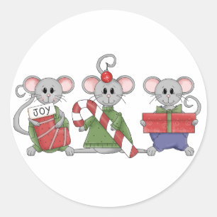 Sticker Rond Mice de Noël