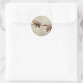 Sticker Rond Michaelangelo mains création adam dieu (Sac)