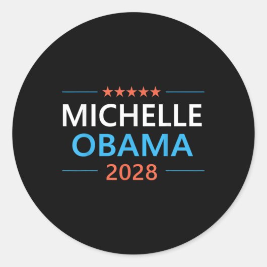 Sticker Rond Michelle Obama 2028 Pour L'Élection Du Président D (Devant)