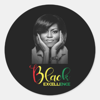Sticker Rond Michelle Obama Black Excellence Black History Mont