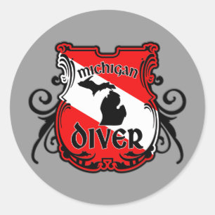 Sticker Rond Michigan Diver