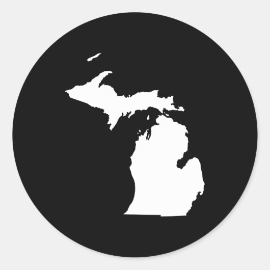 Sticker Rond Michigan en blanc et noir (Devant)