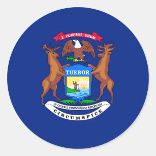 Sticker Rond Michigan State Flag Design