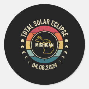 Sticker Rond Michigan Total Solaire Eclipse 2024 Totalit améric