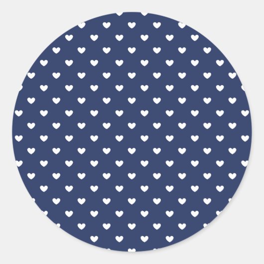 Sticker Rond Micro cœurs blancs - Bleu marine (Devant)