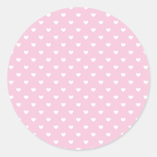 Sticker Rond Micro cœurs blancs - Rose clair