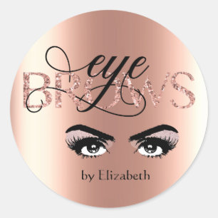 Sticker Rond Micro-filetage rose à sourcils d'or
