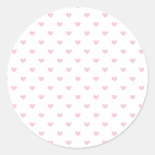 Sticker Rond Micro Hearts Rose Clair - Blanc