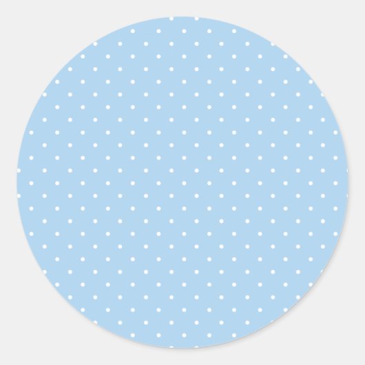 Sticker Rond Micro pois blanc - Bleu bébé (Devant)
