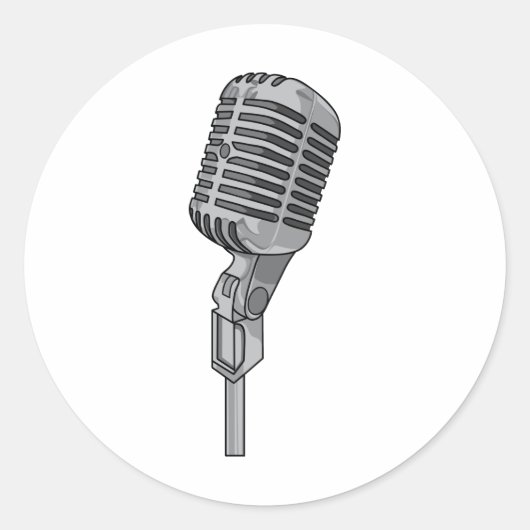 Sticker Rond Microphone Mike ~ Audio Sound Music (Devant)