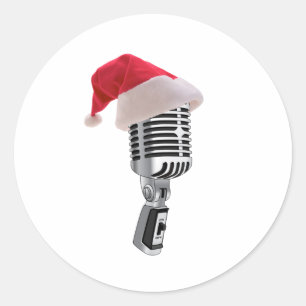 Sticker Rond Microphone père Noël