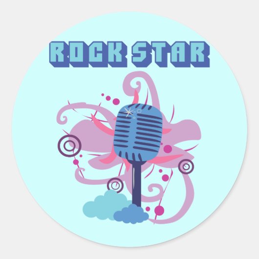 Sticker Rond Microphone rock Star (Devant)