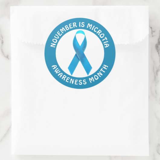 Sticker Rond Microtia Blue Awareness Month Ribbon (Sac)