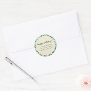 Sticker Rond Mid Century Blue Green Holiday Adresse de retour