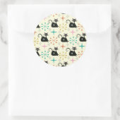 Sticker Rond Mid Century Starbursts with Black Atomic Cat  (Sac)
