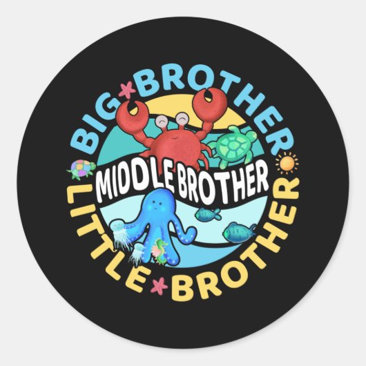 Sticker Rond Middle Brother est un Big and Little Brother (Devant)