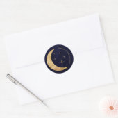 Sticker Rond Midnight Blue Celestial Gold Moon Stars Mariage (Enveloppe)