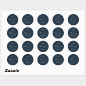 Sticker Rond Midnight Blue | Chic & Moderne Monogramme de Maria (Feuille)