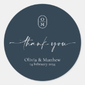 Sticker Rond Midnight Blue | Chic & Moderne Monogramme de Maria (Devant)