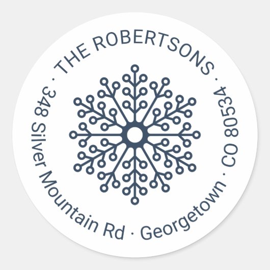 Sticker Rond Midnight Blue Snowflacon Adresse de retour (Devant)