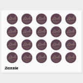 Sticker Rond Midnight Fig & Champagne Modern Signature Details (Feuille)