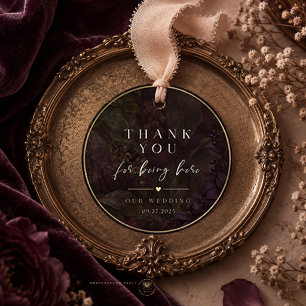 Sticker Rond Midnight Fig Moody Botanical Mariage Remerciement 