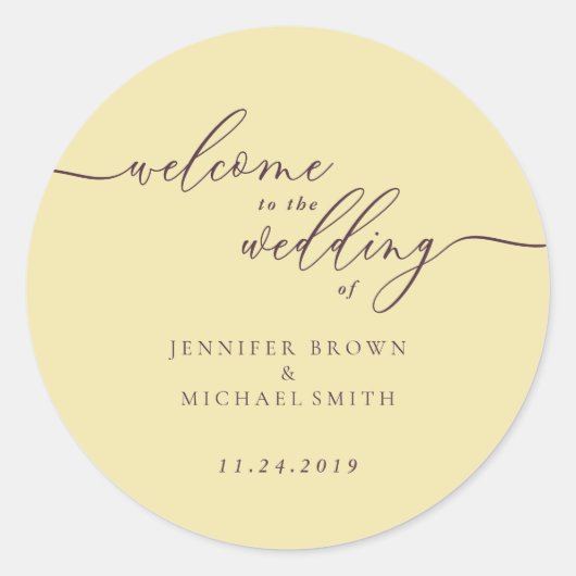 Sticker Rond Midnight Fig Signature Welcome to Wedding (Devant)