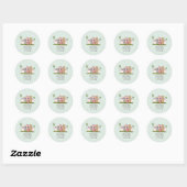 Sticker Rond Midsiècle Retro Rose House Adresse Classic Round (Feuille)