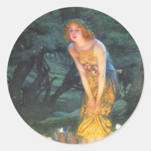 Sticker Rond Midsummer Eve (1908) par Edward Robert Hughes