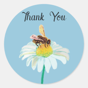 Sticker Rond Miel Abeille Boire Merci Nectar