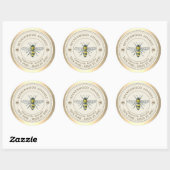 Sticker Rond Miel Abeille Jaune Abeille Bordure Apiary Or (Feuille)