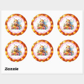 Sticker Rond Miel abeille thème Baby shower de fille (Feuille)