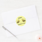 Sticker Rond Miel abeilles avec Heureuse Sainte-Valentin de coe (Enveloppe)