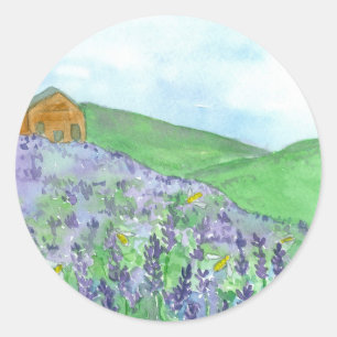 Sticker Rond Miel abeilles Lavender Field Mountain Meadow
