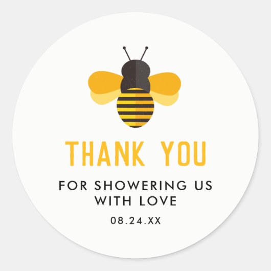 Sticker Rond Miel Bee Baby shower Merci Favoriser (Devant)