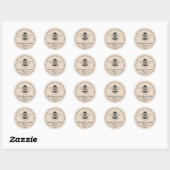 Sticker Rond Miel Beige Jar Boho ivoire apiculture (Feuille)