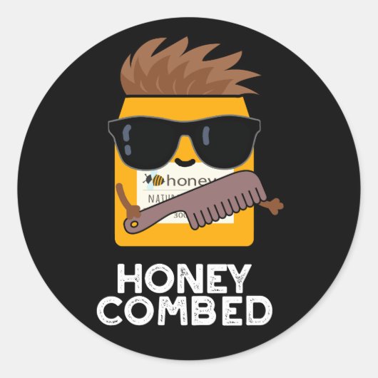 Sticker Rond Miel Composé Funny Miel Pun Dark BG (Devant)