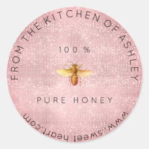 Sticker Rond Miel fait maison de 100 % du rose de cuisine