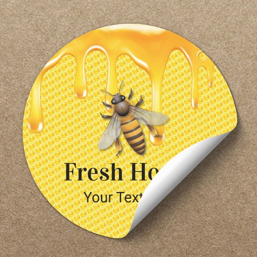 Sticker Rond Miel Jar Abeille fraîche et Miel Apiary Beekeeper