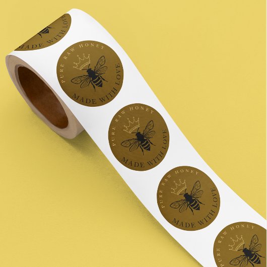 Sticker Rond Miel Jar apiculture Apiary Farm Gold