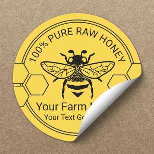 Sticker Rond Miel Jar Bee Honey Apiary Beekeeper Farm Miel