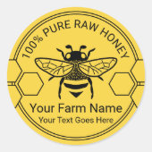 Sticker Rond Miel Jar Bee Honey Apiary Beekeeper Farm Miel (Devant)