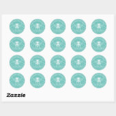 Sticker Rond Miel Jar Bee Honey Apiary Turquoise Beekeeper Farm (Feuille)