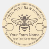 Sticker Rond Miel Jar Bee Miel Apiary Beekeeper Farm (Devant)