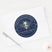 Sticker Rond Miel Jar Bee Miel Apiary Beekeeper Marine & Gold (Enveloppe)