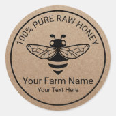 Sticker Rond Miel Jar Miel frais Bee Apiary Beekeeper (Devant)